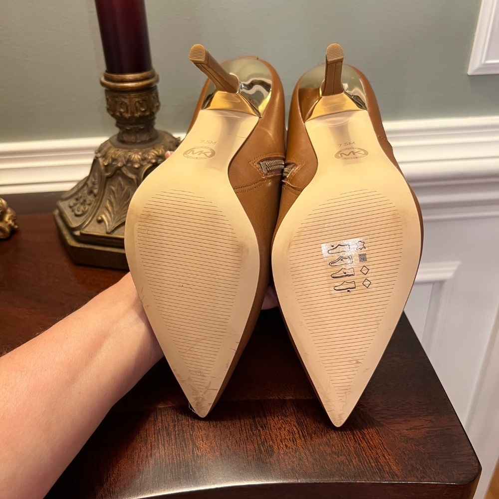 EUC Michael Kors Amal Luggage Brown Leather Stiletto Ankle Bootie Boots Size 7.5 - Picture 9 of 9